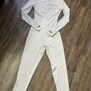 Cream Ribbed Jumpsuit